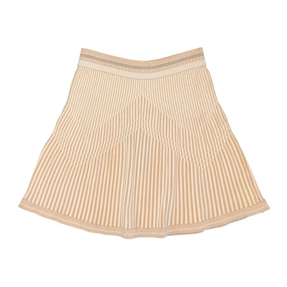 NWT BCBG Maxazria Alisse Striped Neutral Knit Jacquard Mini Skirt Size S $228